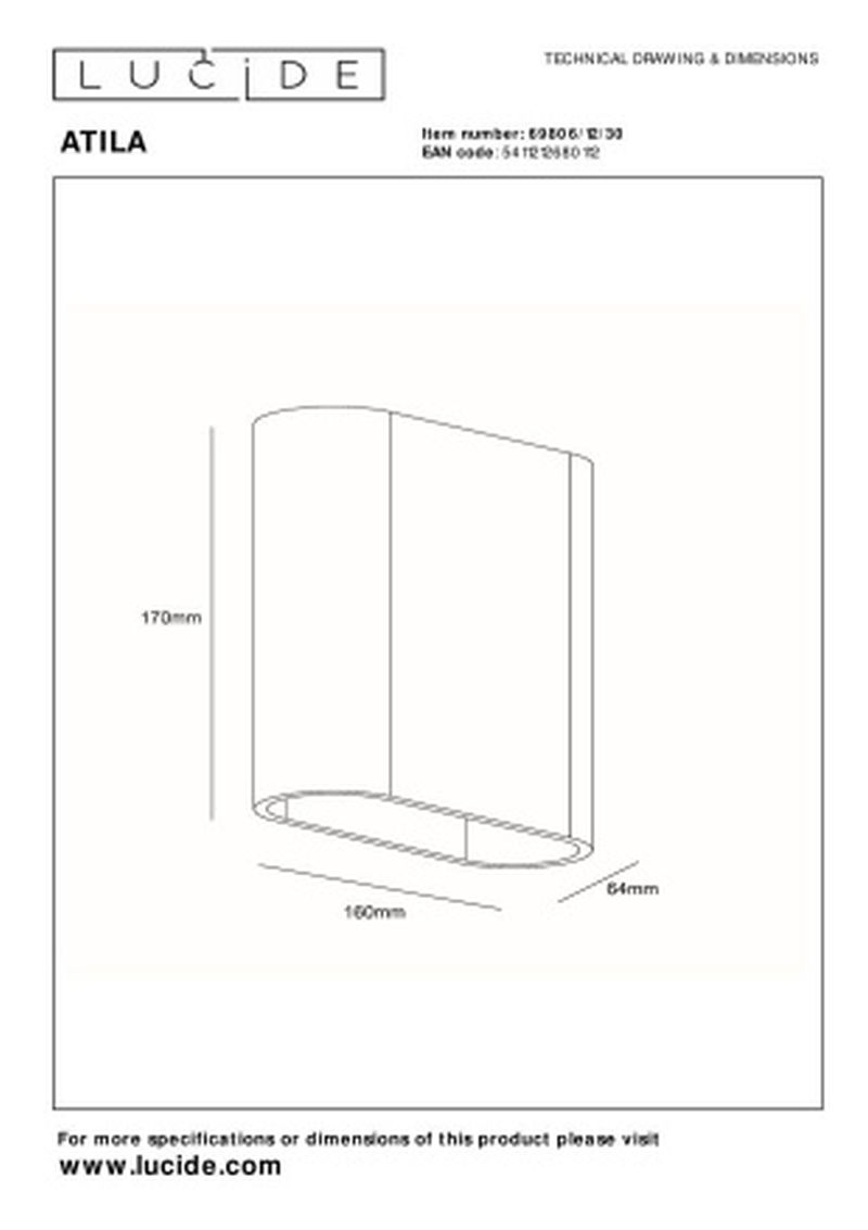 Lucide ATILA - Nástenné svietidlo vnútorné/vonkajšie - LED - 2x5W 2700K - IP54 - čierne